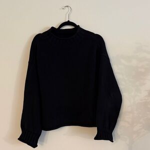 2025 J. Crew Black Crewneck Sweater - Ribbed Trim- See description